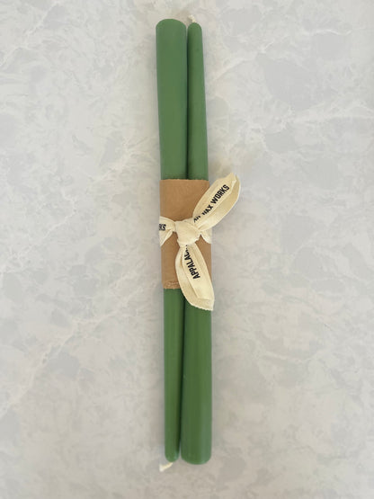 Beeswax Taper Candle 12 inch in Grass Green Color for Sale