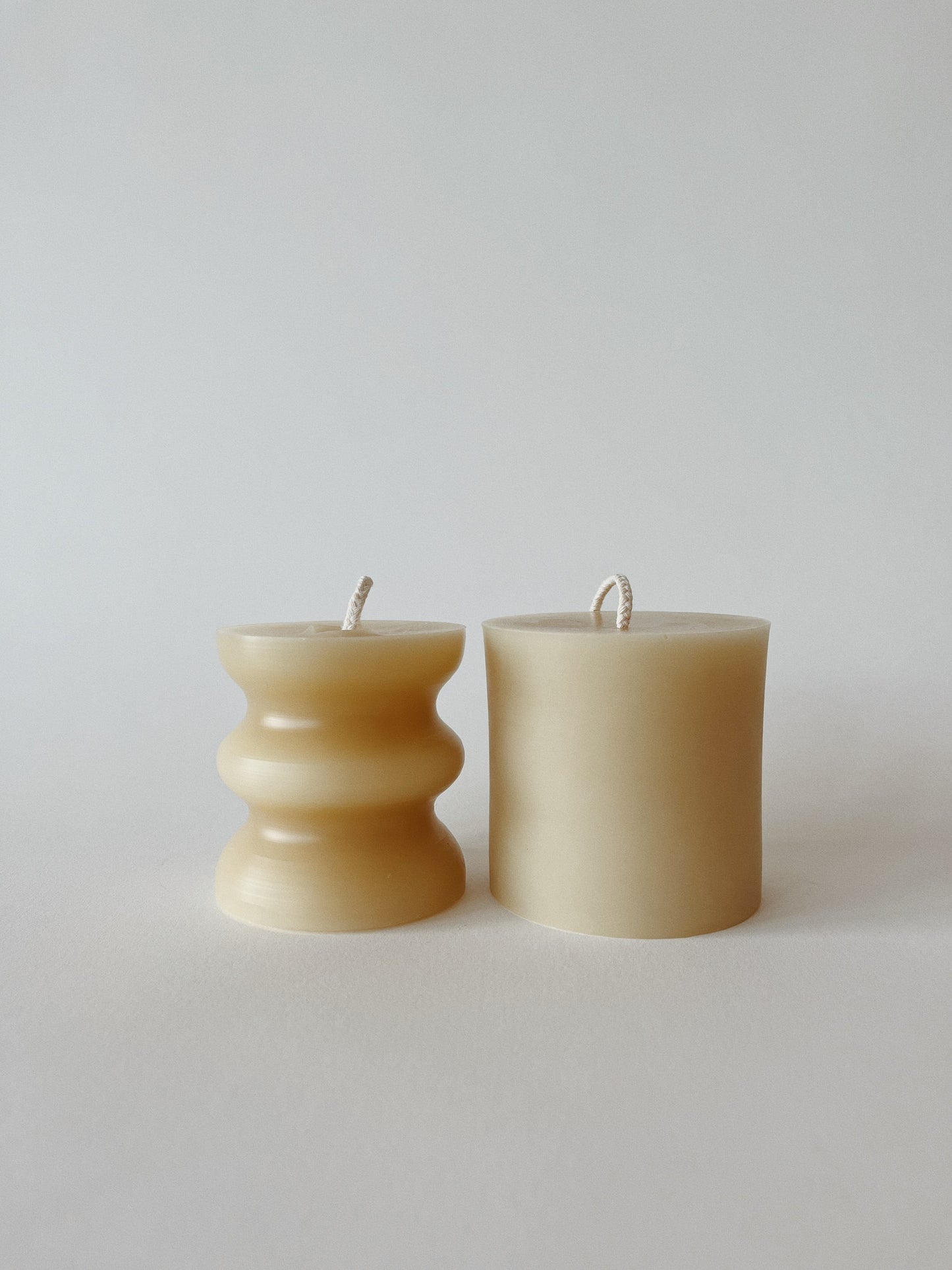 Cream Squiggle Beeswax Pillar Candles