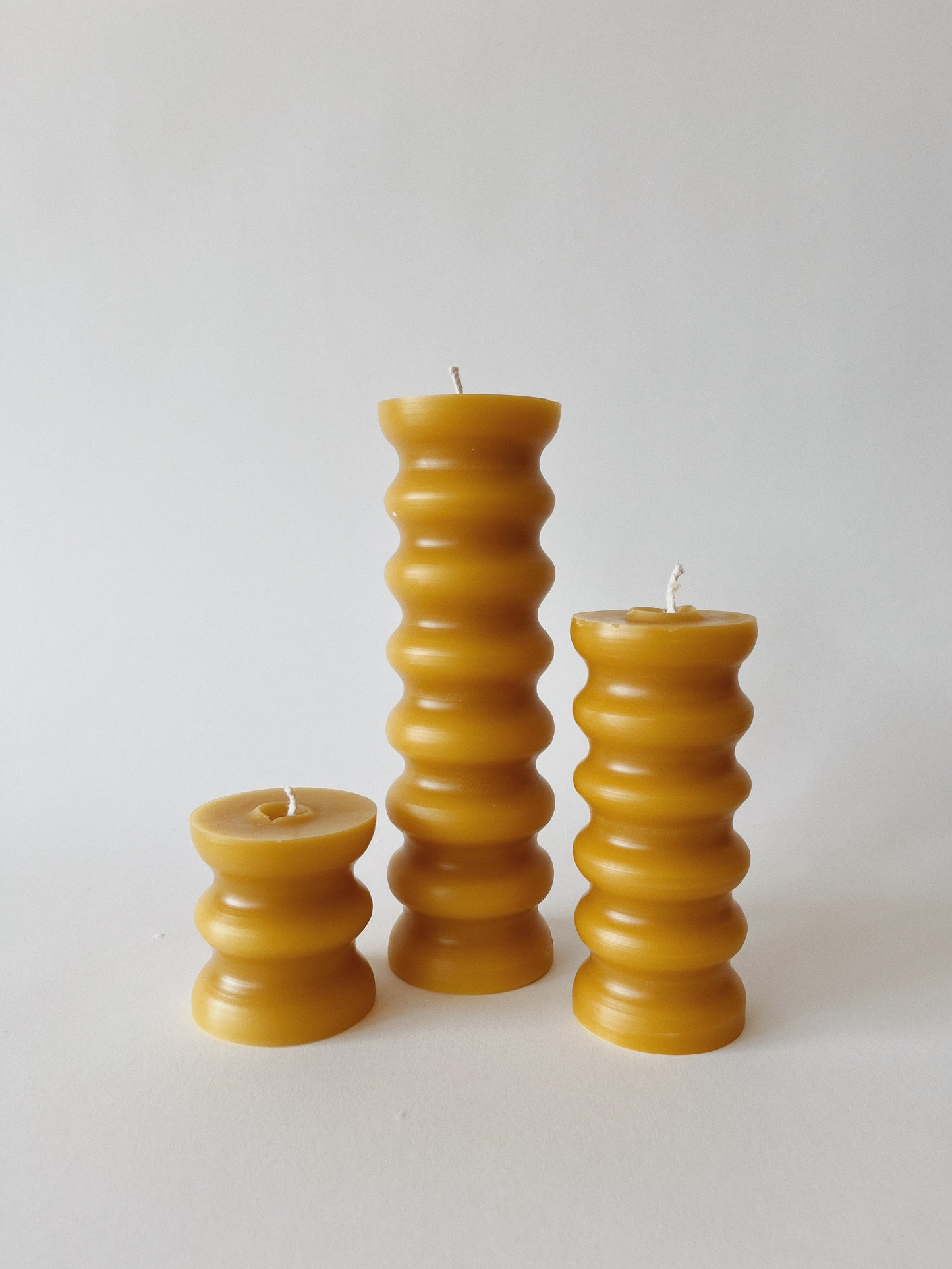 Natural Squiggle Beeswax Pillar Candle