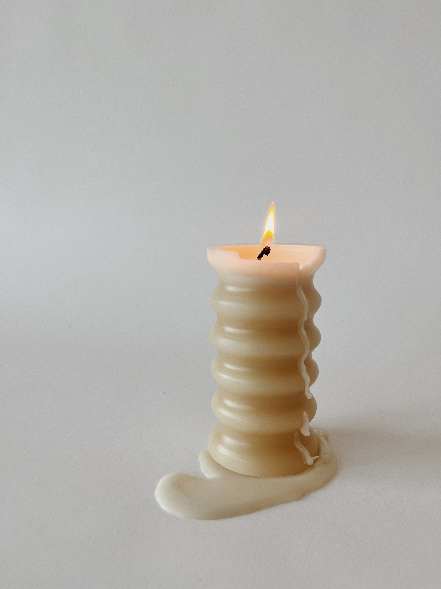 Cream Squiggle Beeswax Pillar Candles