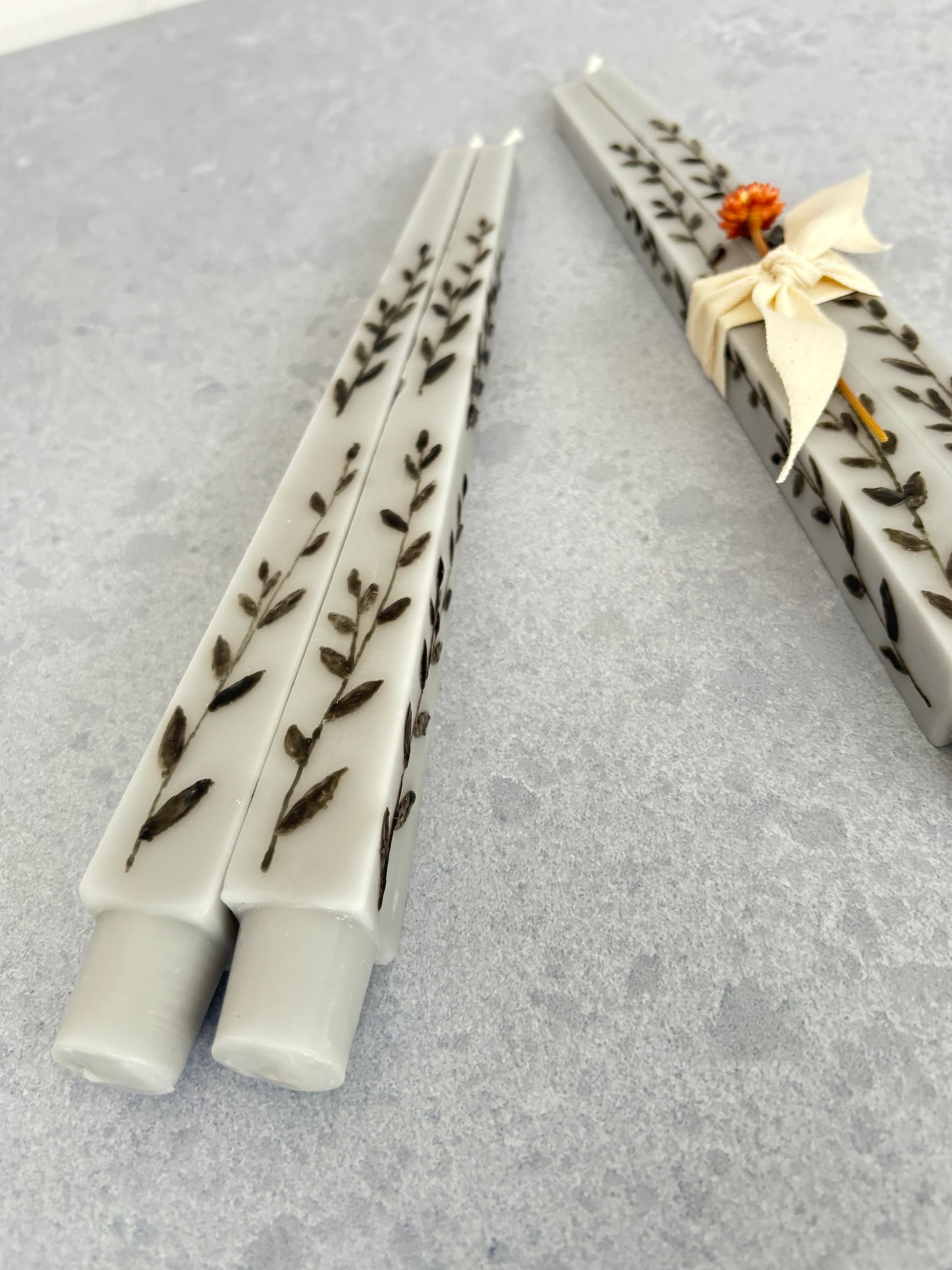 Beeswax Hand Painted Taper Candle