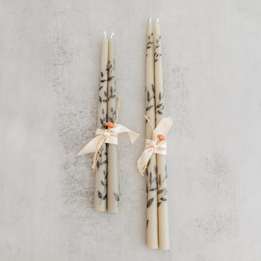 Beeswax Hand Painted Taper Candle