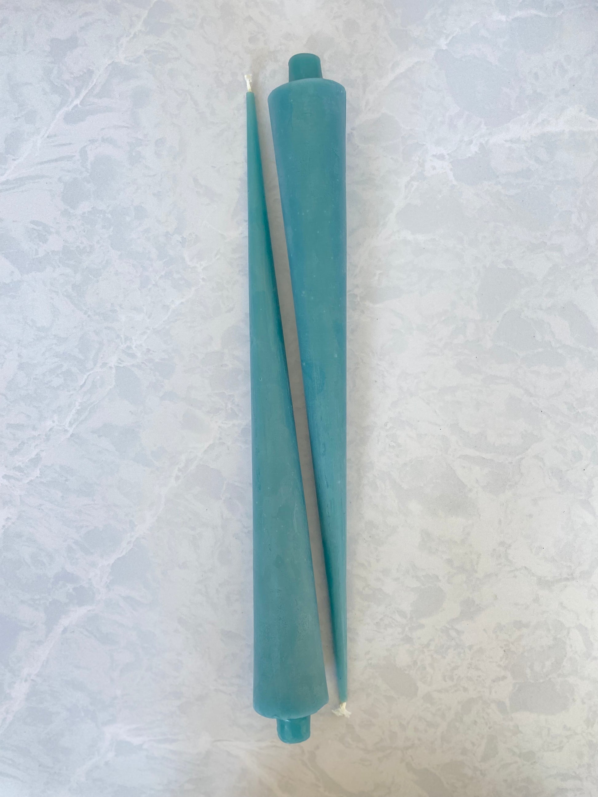 Beeswax Cone Shaped Taper Candle in Teal Blue Color for Sale