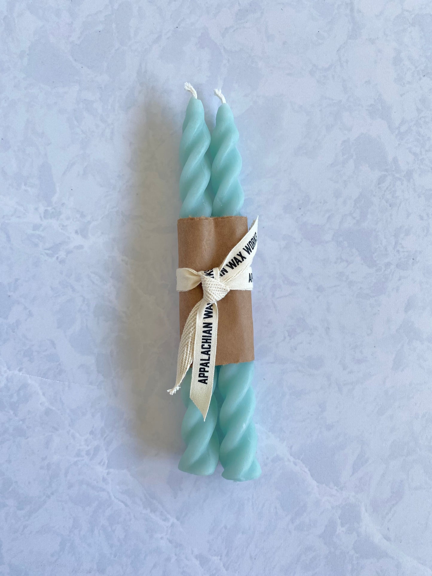 Beeswax Spiral Taper Candles in Robins Egg Blue Color for Sale
