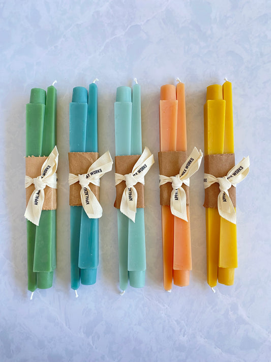 Square Beeswax Taper Candles in Assorted Bright Colors for Sale