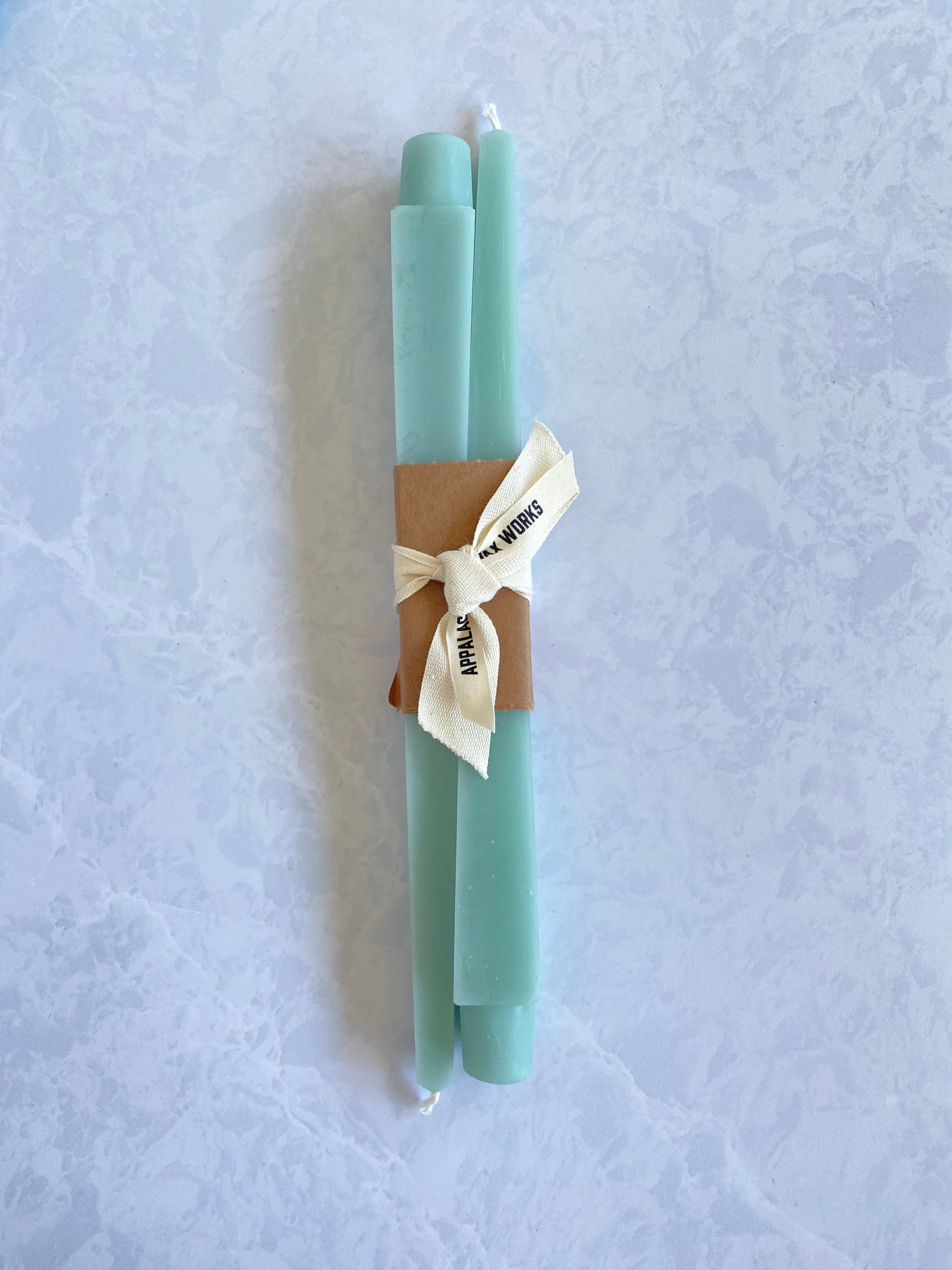 Square Beeswax Taper Candle Pair in Robins Egg Blue Color for Sale
