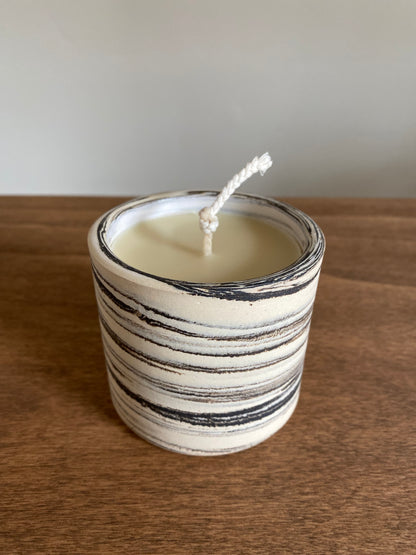 Modern Beeswax Blend Scented Candle in Ceramic Vessel by Local Artist Stone + Sparrow