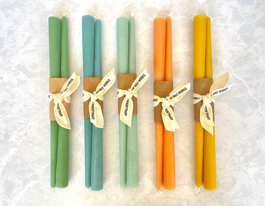 Unique Beeswax Taper Candles in Assorted Colors for Sale