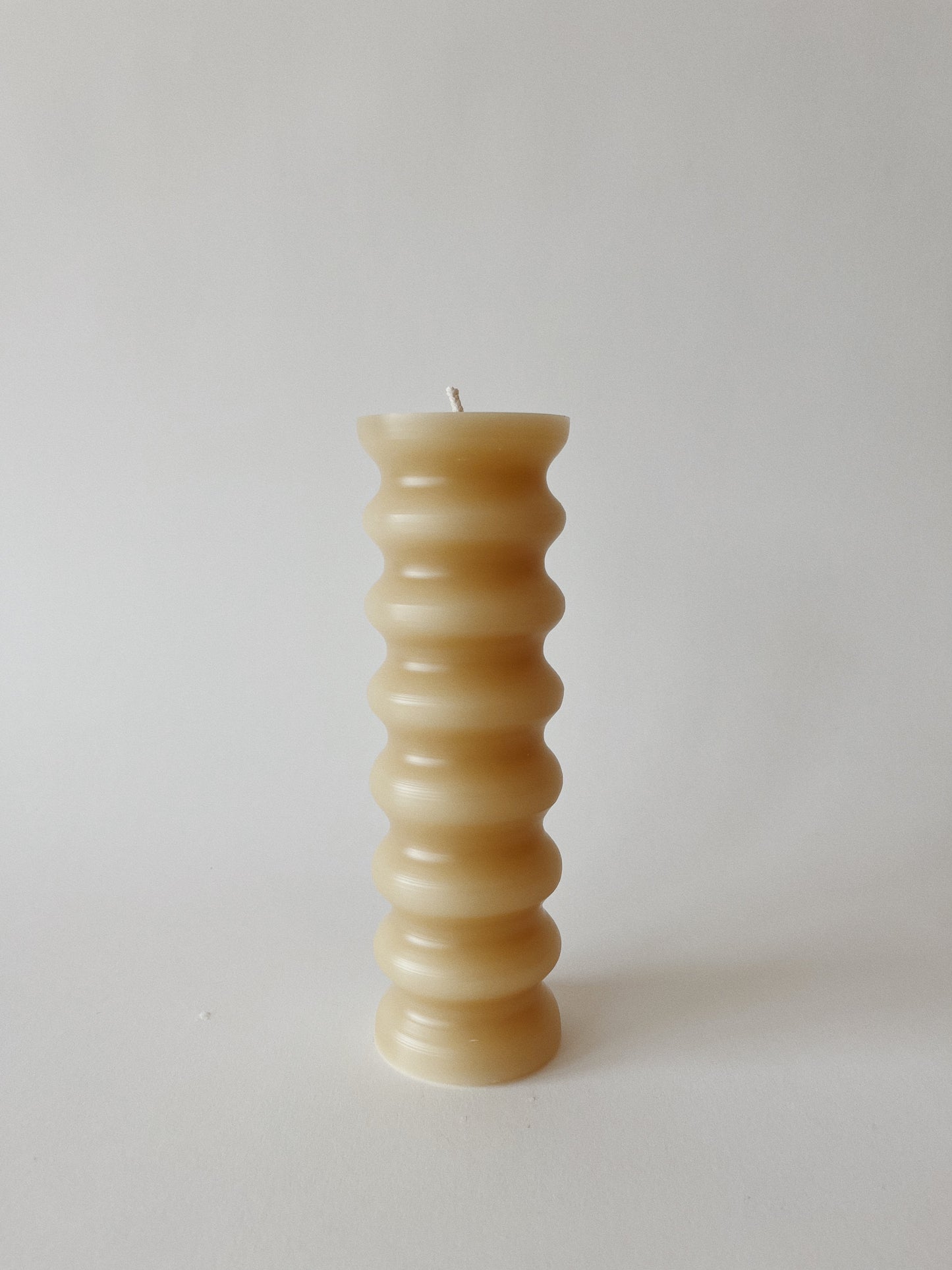 Cream Squiggle Beeswax Pillar Candles