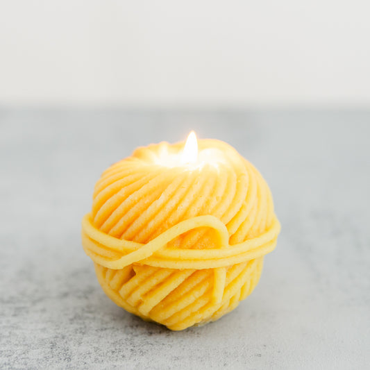 Yarn Ball Shaped Candle - 100% Pure Beeswax