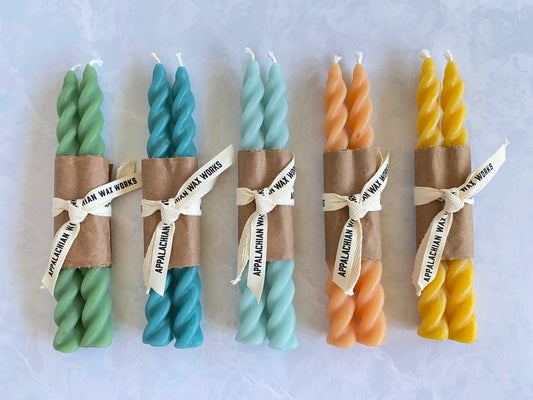 Beeswax Spiral Taper Candles in Assorted Colors for Sale