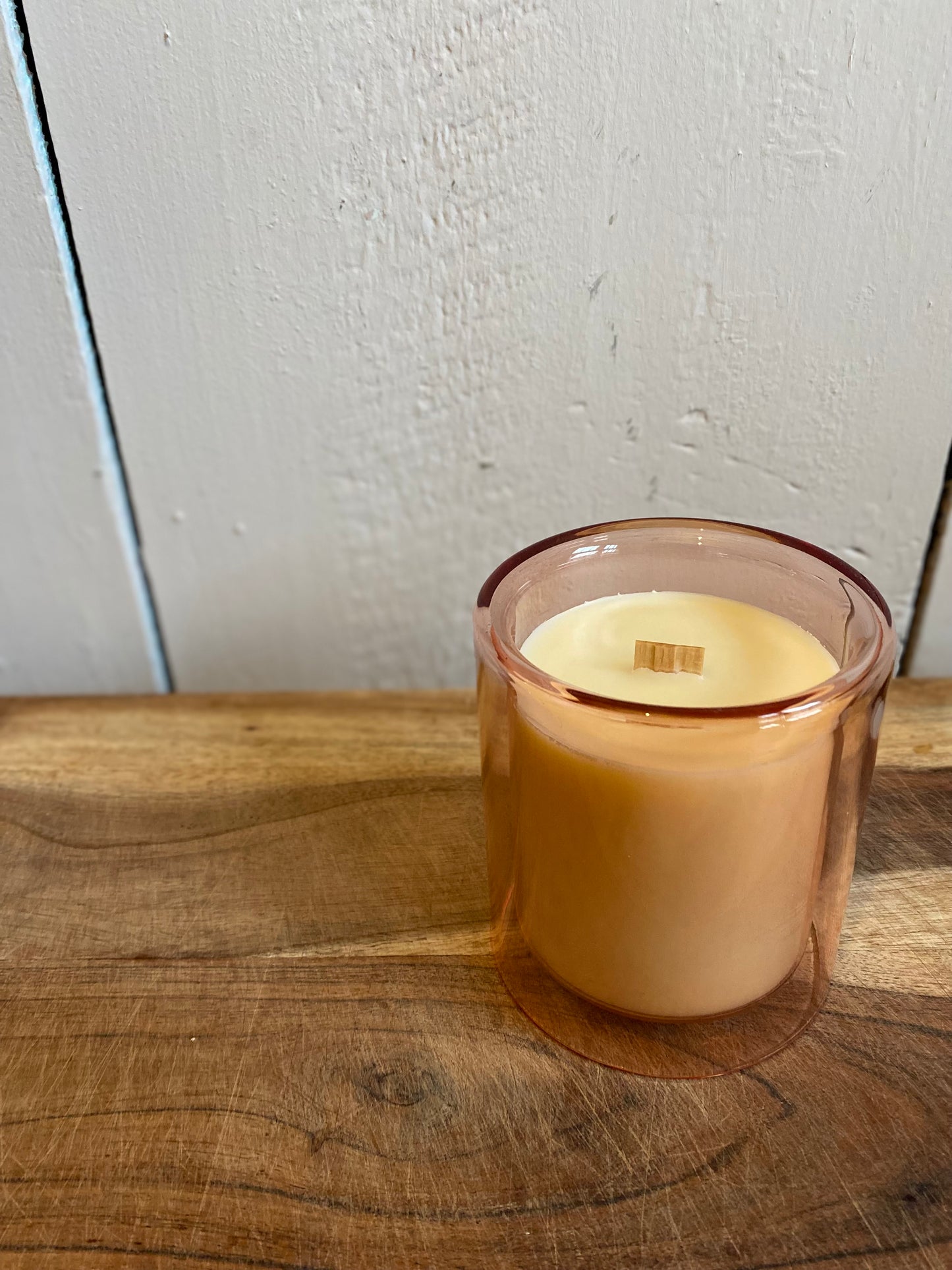 Geranium Glass Vessel - Beeswax Candle with Wooden Wick